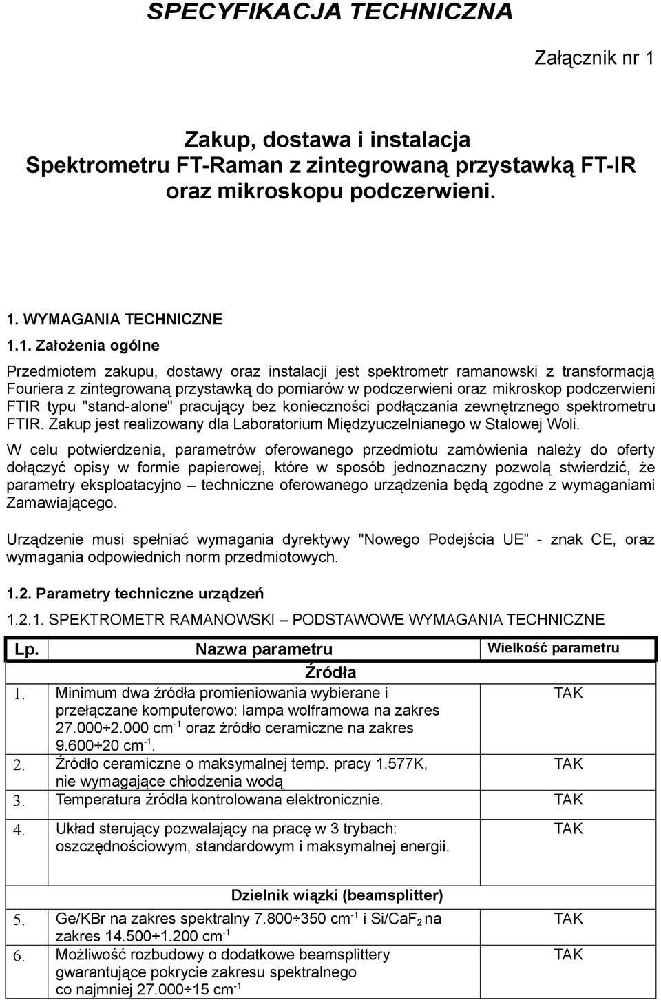 WYMAGANIA TECHNICZNE 1.