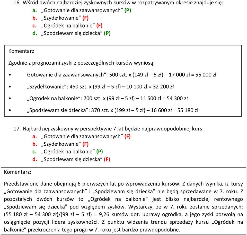 x (99 zł 5 zł) 10 100 zł = 32 200 zł Ogródek na balkonie : 700 szt. x (99 zł 5 zł) 11 500 zł = 54 300 zł Spodziewam się dziecka : 370 szt. x (199 zł 5 zł) 16 600 zł = 55 180 zł 17.