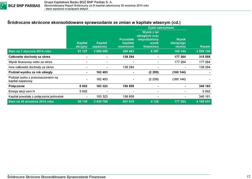 085 059 206 463 6 387 160 144 3 509 190 Całkowite dochody za - - 138 294-177 264 315 558 Wynik finansowy netto za - - - - 177 264 177 264 Inne całkowite dochody za - - 138 294 - - 138 294 Podział