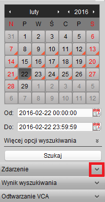 odtwarzania następuje o godz. 14.00.00 i jako czas wybrano 5min, to odtwarzanie rozpocznie się od godz. 13.55.00 i zakończy o godz. 14.00.00. Sterowanie odtwarzaniem odbywa się za pomocą prawego klawisza myszy i dostępnych tam opcji.