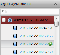 a następnie wybrać kamerę/kamery, ustawić odpowiedni przedział czasowy poszukiwań tak samo jak w opisano w p. 5.1 i nacisnąć przycisk Szukaj.