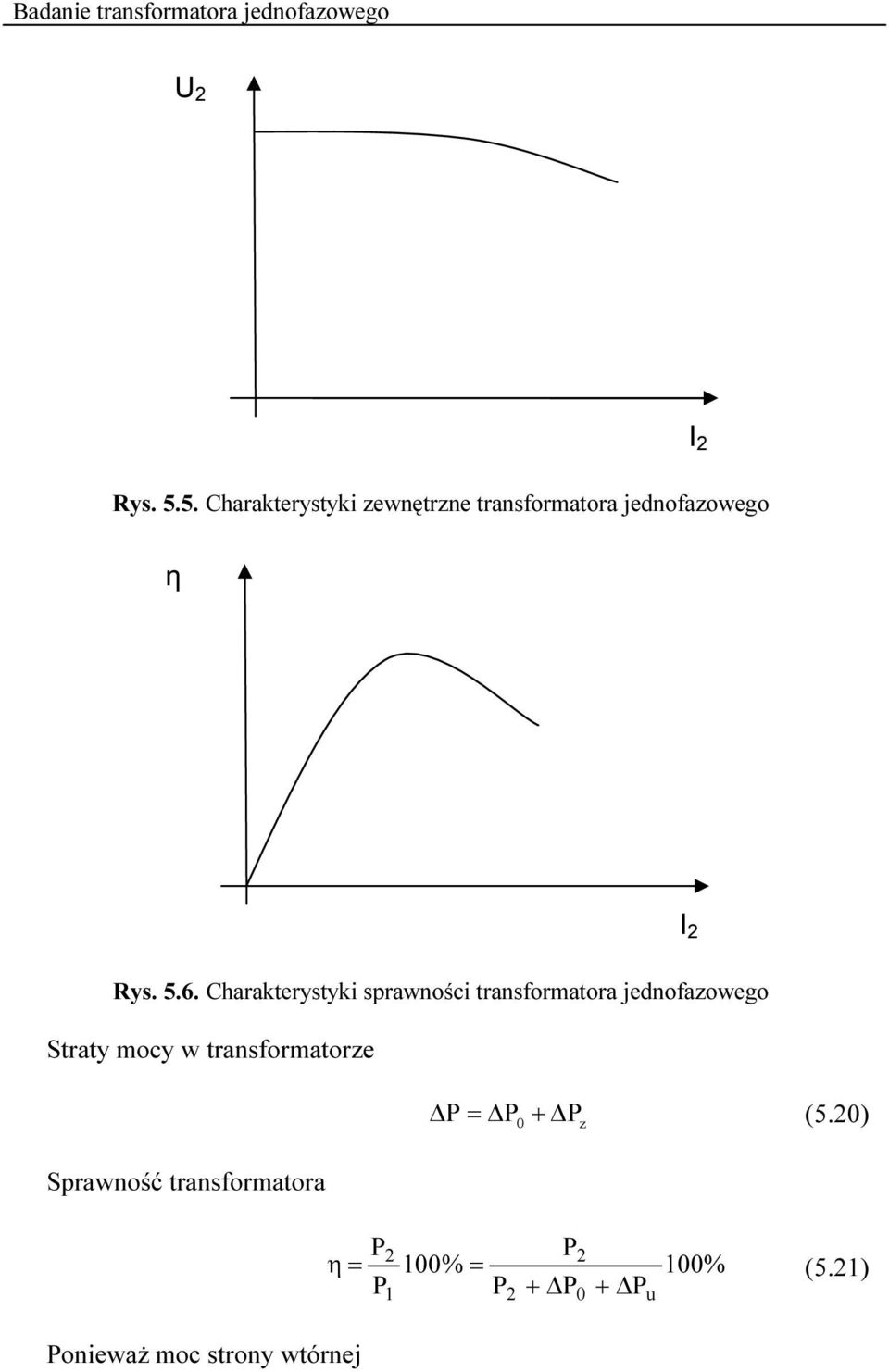 Charakterystyki sprawności transformatora jednofaowego Straty mocy w