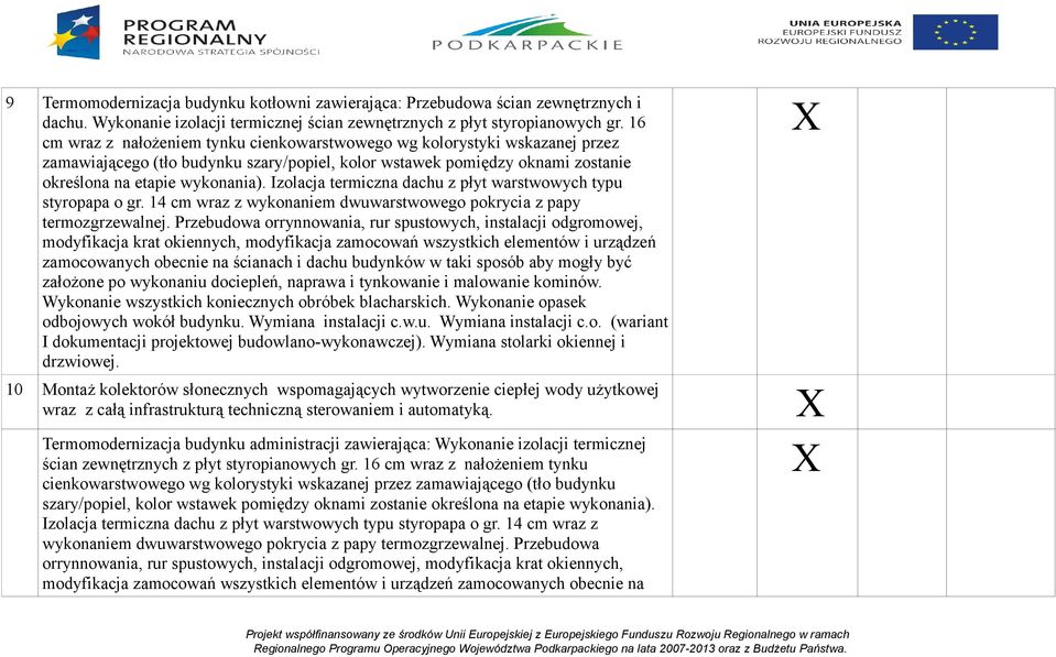 Izolacja termiczna dachu z płyt warstwowych typu styropapa o gr. 14 cm wraz z wykonaniem dwuwarstwowego pokrycia z papy termozgrzewalnej.