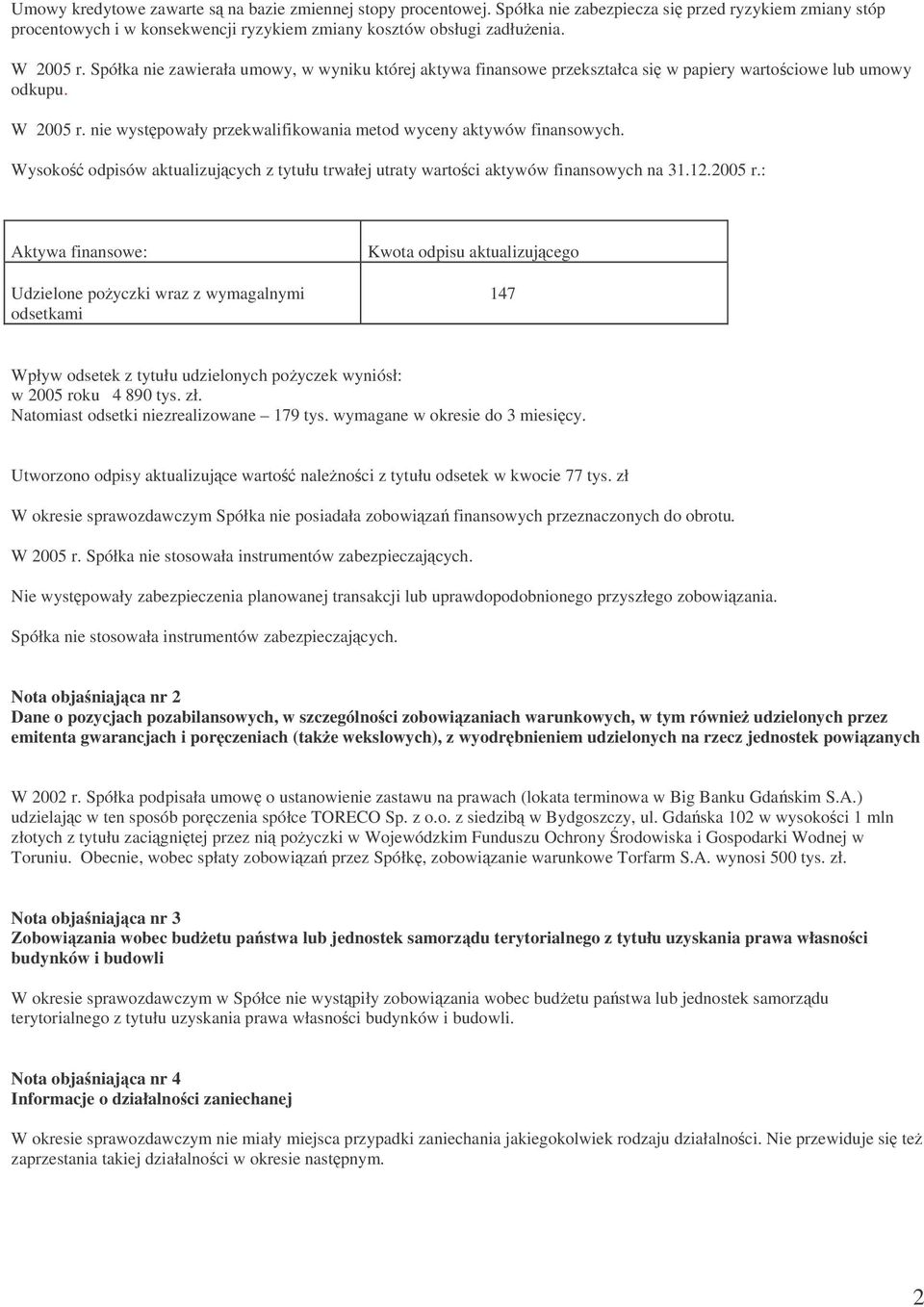 Wysoko odpisów aktualizujcych z tytułu trwałej utraty wartoci aktywów finansowych na 31.12.2005 r.