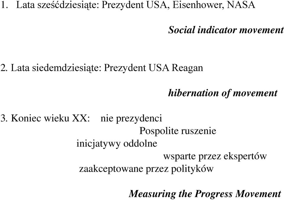 Lata siedemdziesiąte: Prezydent USA Reagan hibernation of movement 3.