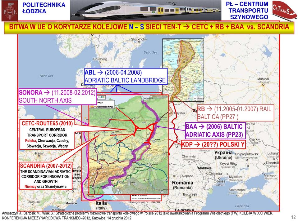 2012) SOUTH NORTH AXIS CETC-ROUTE65 (2010) CENTRAL EUROPEAN TRANSPORT CORRIDOR Polska, Chorwacja, Czechy, Słowacja, Szwecja, Węgry RB (11.