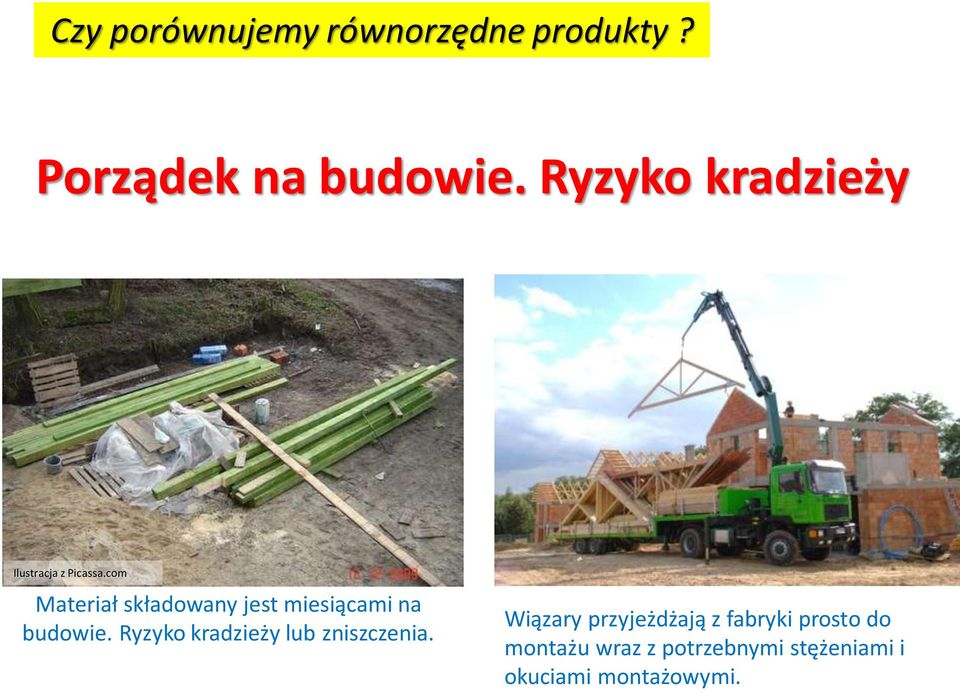 com Materiał składowany jest miesiącami na budowie.