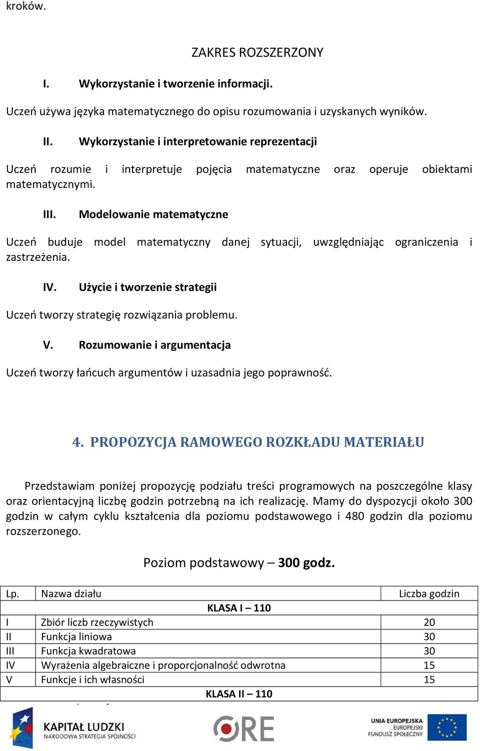 Modelowanie matematyczne Uczeń buduje model matematyczny danej sytuacji, uwzględniając ograniczenia i zastrzeżenia. IV. Użycie i tworzenie strategii Uczeń tworzy strategię rozwiązania problemu. V.