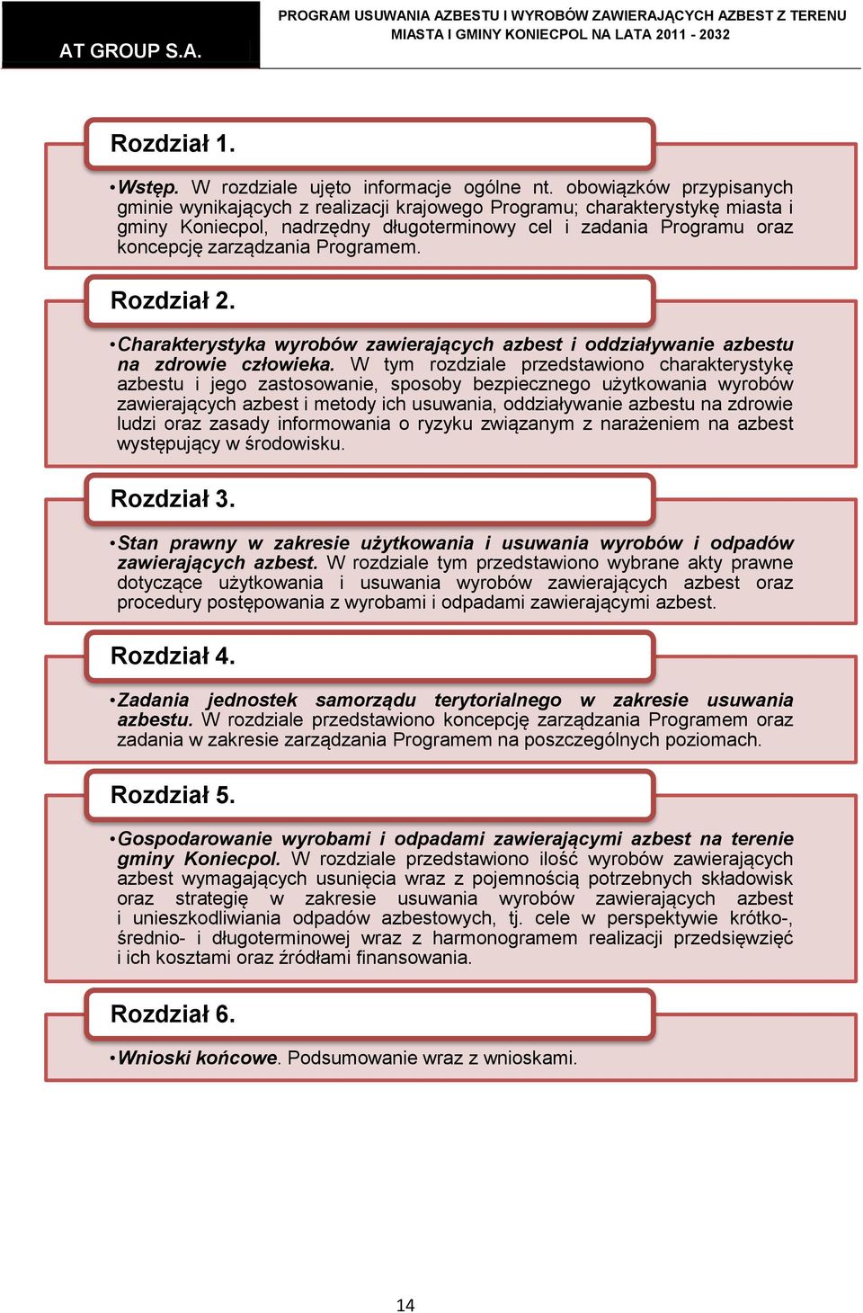 Programem. Rozdział 2. Charakterystyka wyrobów zawierających azbest i oddziaływanie azbestu na zdrowie człowieka.