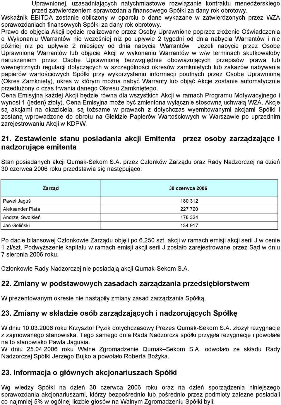 Prawo do objęcia Akcji będzie realizowane przez Osoby Uprawnione poprzez złożenie Oświadczenia o Wykonaniu Warrantów nie wcześniej niż po upływie 2 tygodni od dnia nabycia Warrantów i nie później niż