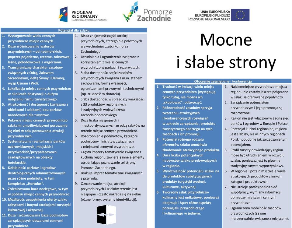 Lokalizacja miejsc cennych przyrodniczo w okolicach destynacji o dużym natężeniu ruchu turystycznego. 5. Atrakcyjność i dostępność (związana z obiektami i szlakami) obu parków narodowych dla turystów.