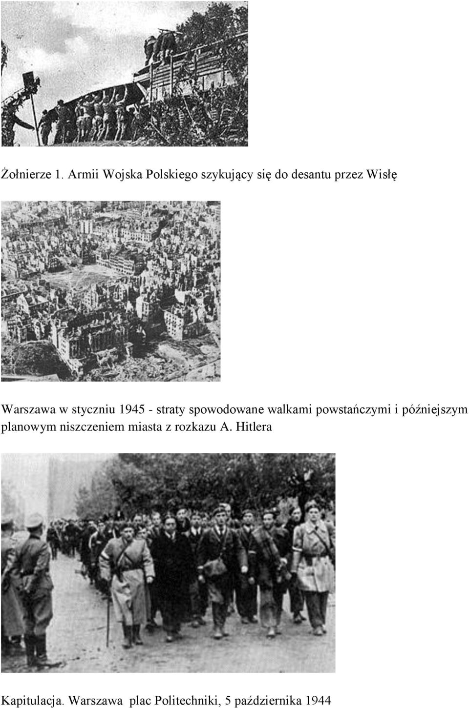 Warszawa w styczniu 1945 - straty spowodowane walkami