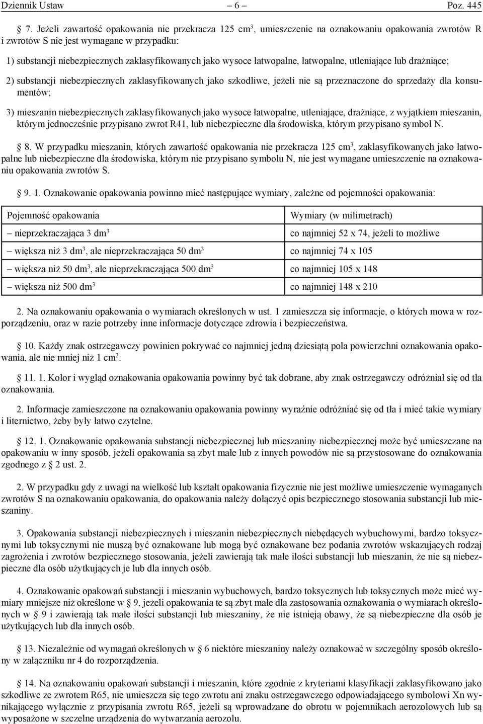 wysoce łatwopalne, łatwopalne, utleniające lub drażniące; 2) substancji niebezpiecznych zaklasyfikowanych jako szkodliwe, jeżeli nie są przeznaczone do sprzedaży dla konsumentów; 3) mieszanin