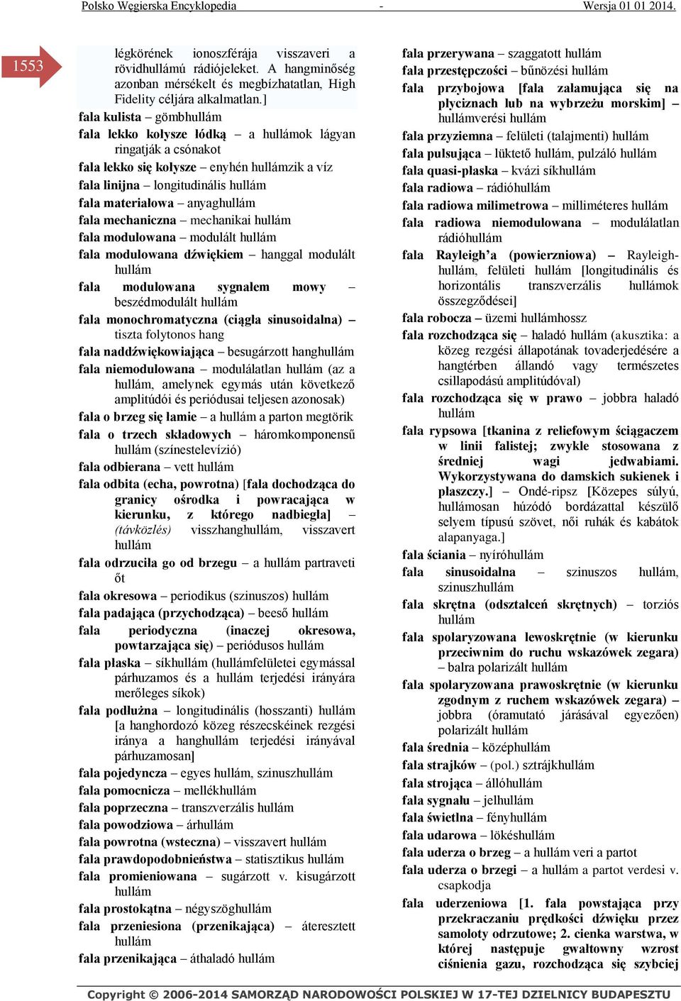 fala mechaniczna mechanikai hullám fala modulowana modulált hullám fala modulowana dźwiękiem hanggal modulált hullám fala modulowana sygnałem mowy beszédmodulált hullám fala monochromatyczna (ciągła