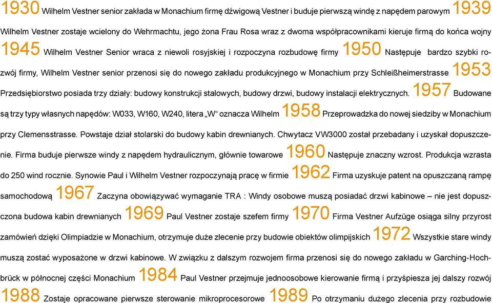 przenosi się do nowego zakładu produkcyjnego w Monachium przy Schleißheimerstrasse 1953 Przedsiębiorstwo posiada trzy działy: budowy konstrukcji stalowych, budowy drzwi, budowy instalacji