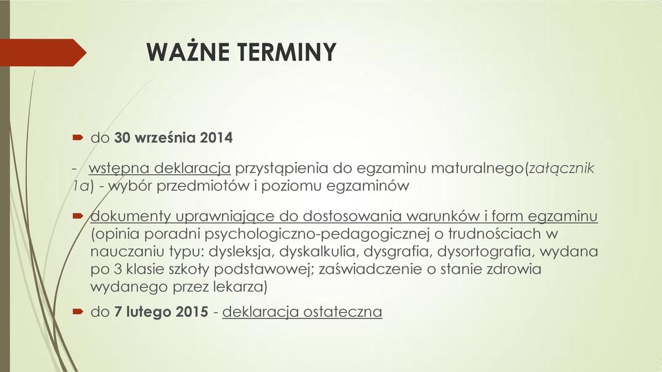 psychologiczno-pedagogicznej o trudnościach w nauczaniu typu: dysleksja, dyskalkulia, dysgrafia, dysortografia, wydana