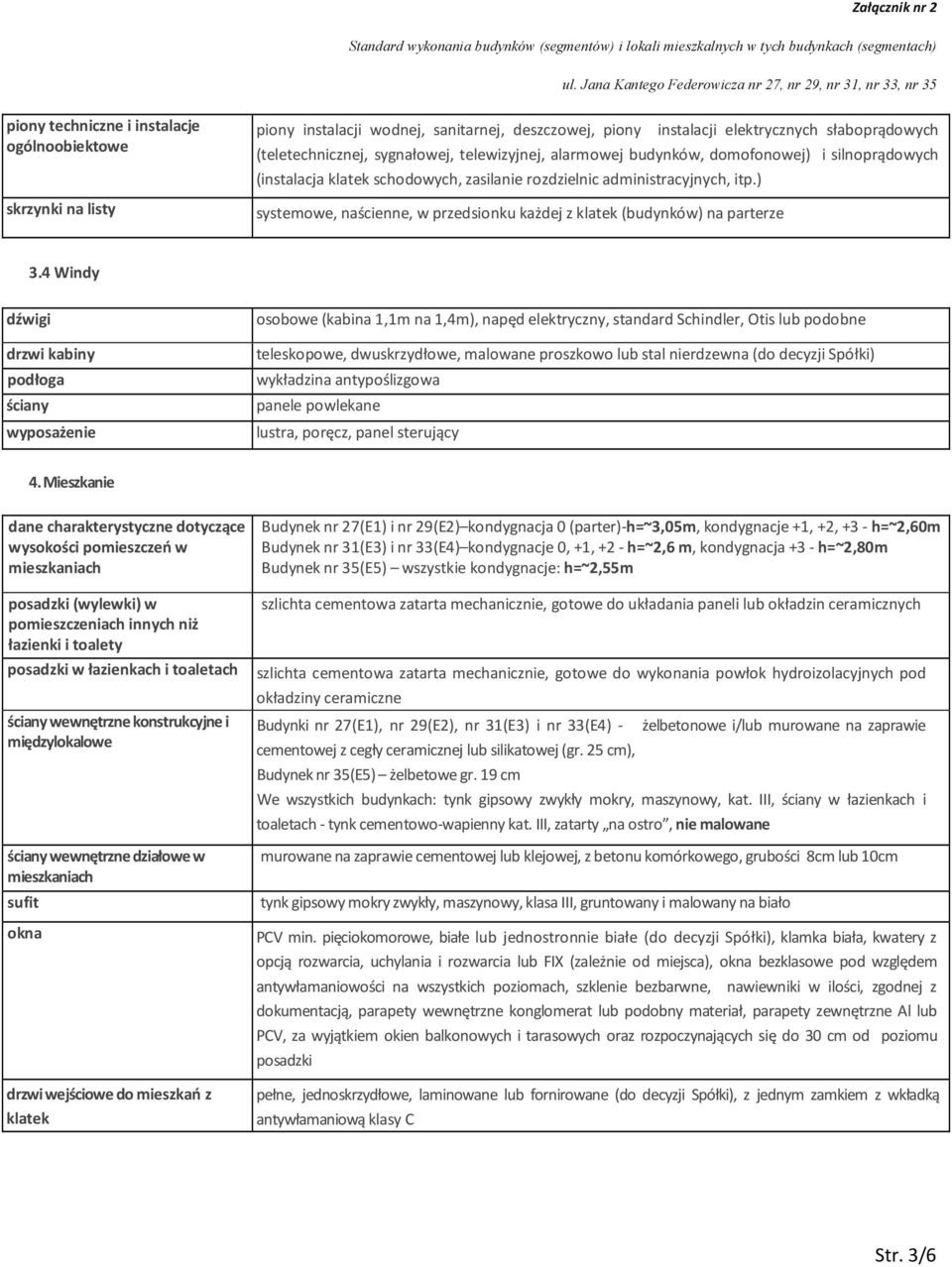 ) systemowe, naścienne, w przedsionku każdej z klatek (budynków) na parterze 3.