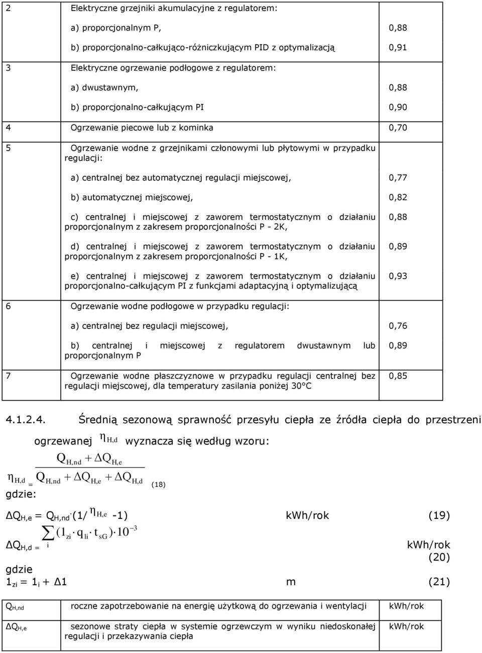 automatycznej regulacji miejscowej, 0,77 b) automatycznej miejscowej, 0,82 c) centralnej i miejscowej z zaworem termostatycznym o działaniu proporcjonalnym z zakresem proporcjonalności P 2K, d)