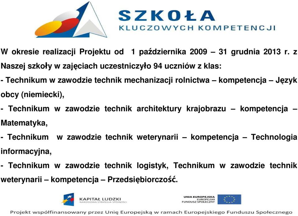 kompetencja Język obcy (niemiecki), - Technikum w zawodzie technik architektury krajobrazu kompetencja Matematyka, -