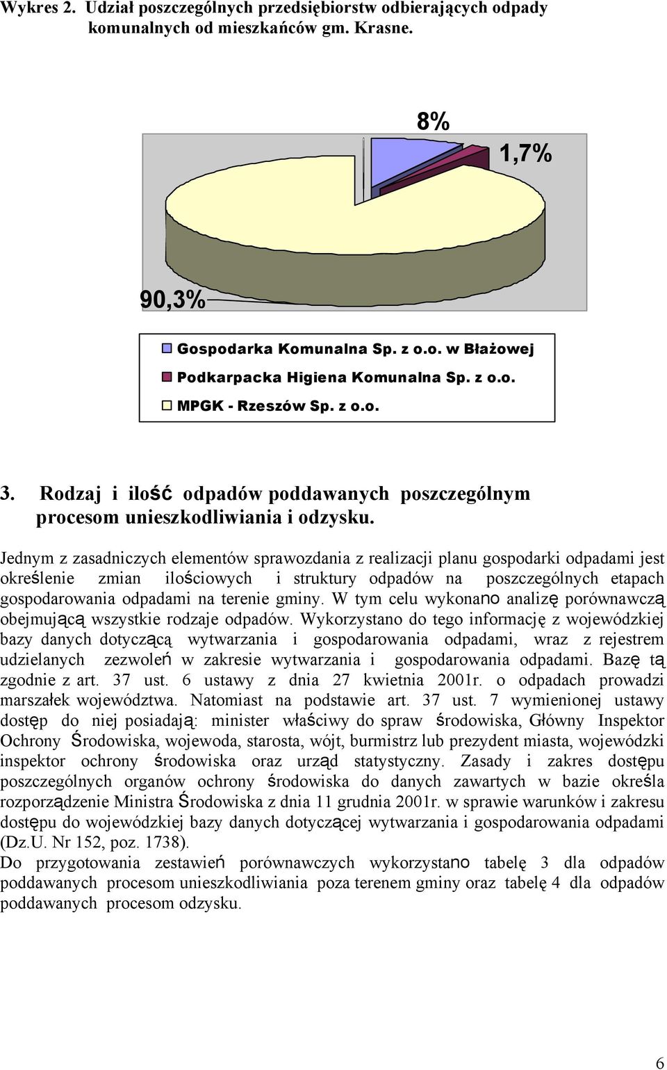 Jednym z zasadniczych elementów sprawozdania z realizacji planu gospodarki odpadami jest określenie zmian ilościowych i struktury odpadów na poszczególnych etapach gospodarowania odpadami na terenie