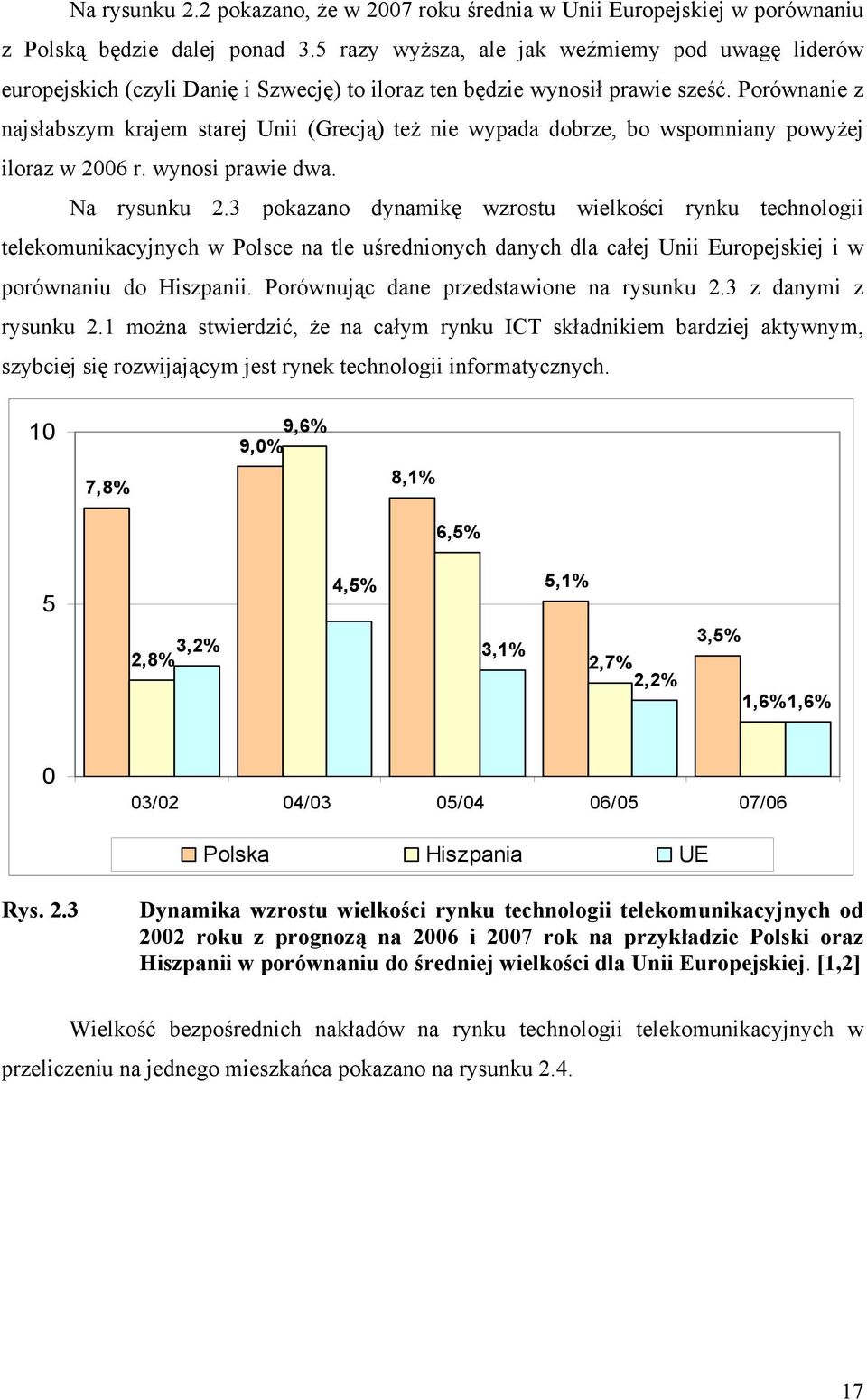 Porównanie z najsłabszym krajem starej Unii (Grecją) też nie wypada dobrze, bo wspomniany powyżej iloraz w 2006 r. wynosi prawie dwa. Na rysunku 2.