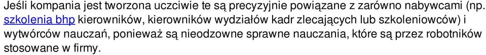 szkolenia bhp kierowników, kierowników wydziałów kadr zlecających lub