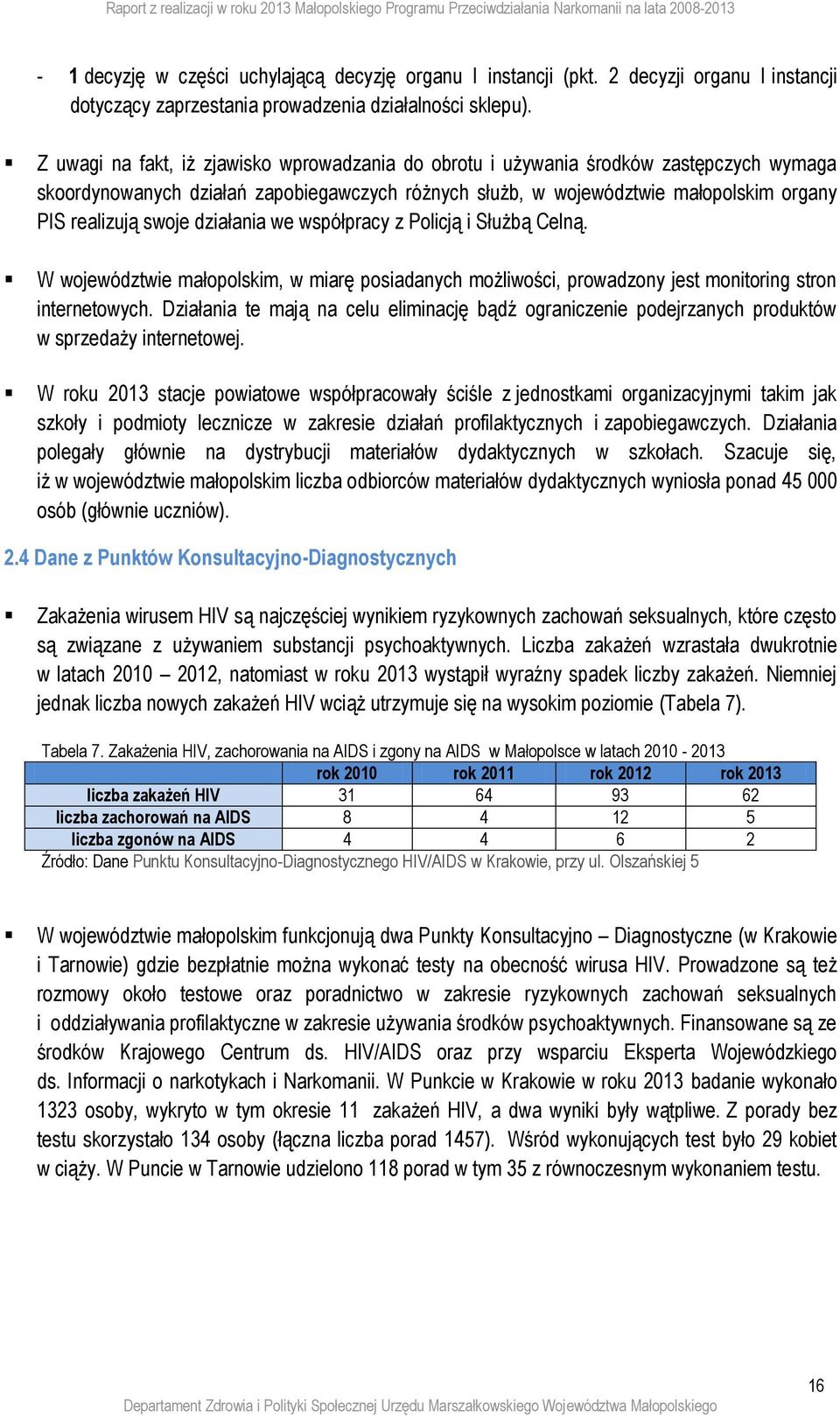 działania we współpracy z Policją i Służbą Celną. W województwie małopolskim, w miarę posiadanych możliwości, prowadzony jest monitoring stron internetowych.