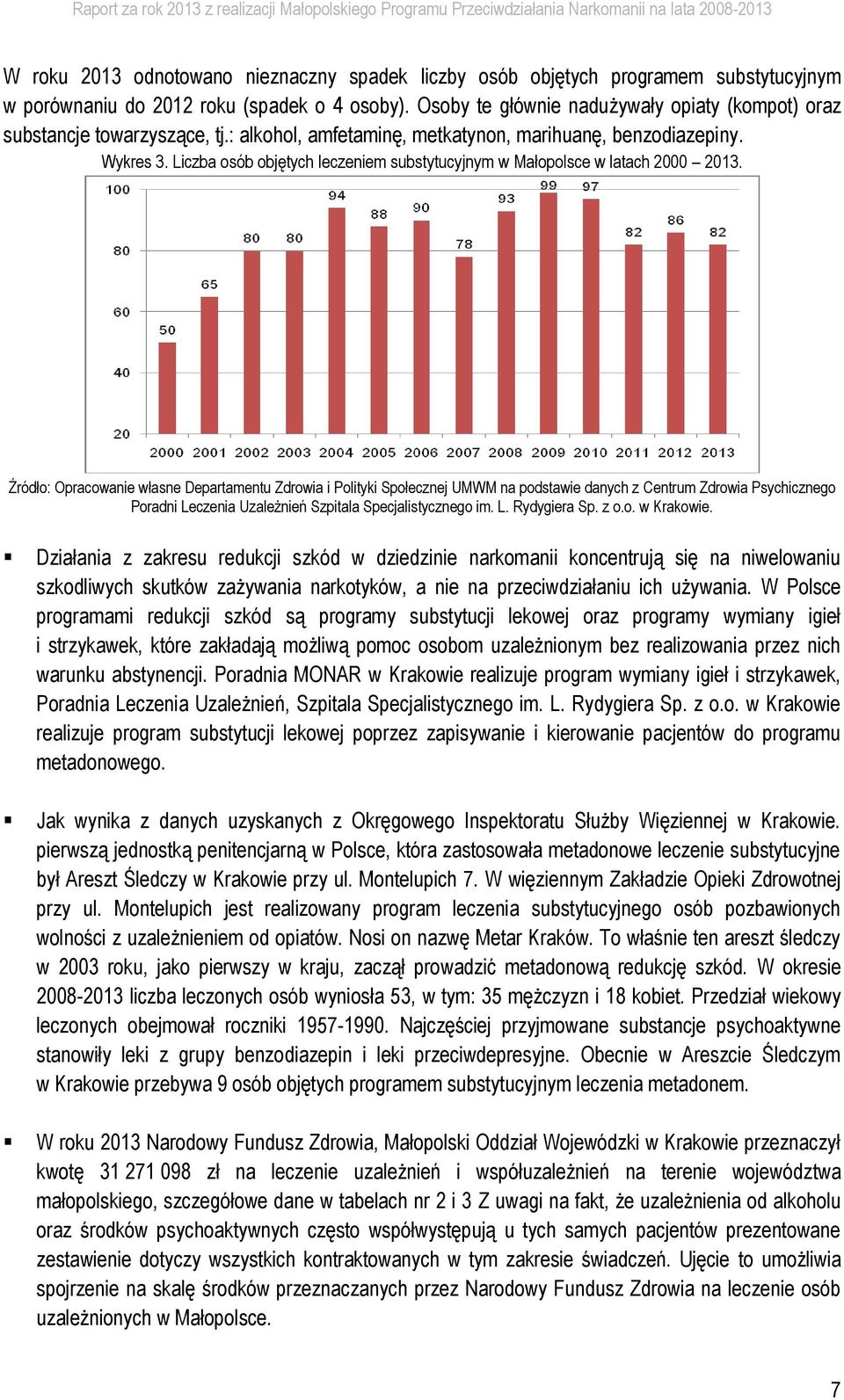 Liczba osób objętych leczeniem substytucyjnym w Małopolsce w latach 2000 2013.