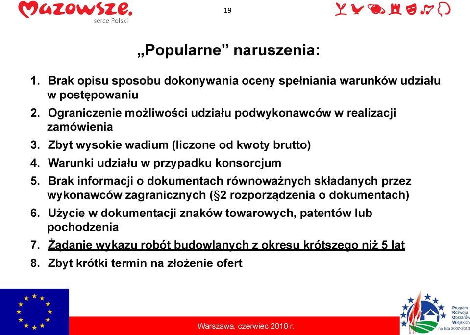 Warunki udziału w przypadku konsorcjum 5.