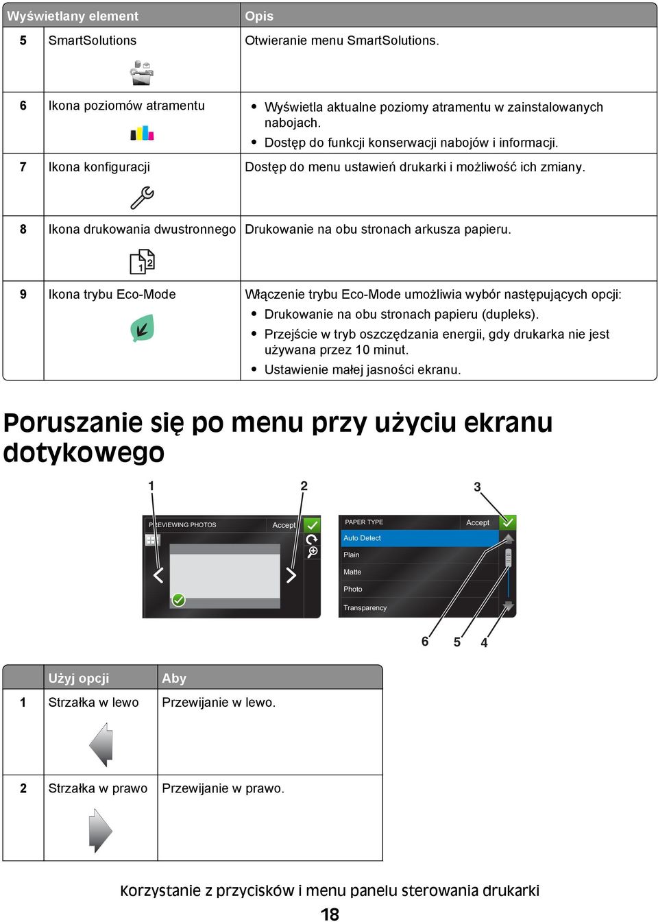 8 Ikona drukowania dwustronnego Drukowanie na obu stronach arkusza papieru.