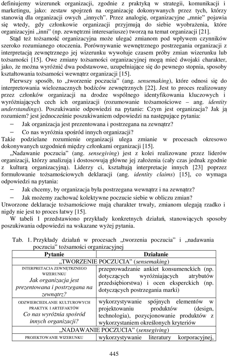 zewnętrzni interesariusze) tworzą na temat organizacji [21]. Stąd też tożsamość organizacyjna może ulegać zmianom pod wpływem czynników szeroko rozumianego otoczenia.