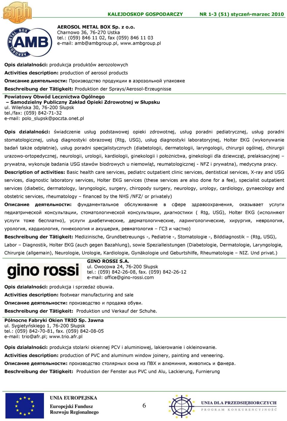 pl Opis działalności: produkcja produktów aerozolowych Activities description: production of aerosol products Описание деятельности: Производство продукции в аэрозольной упаковке Beschreibung der