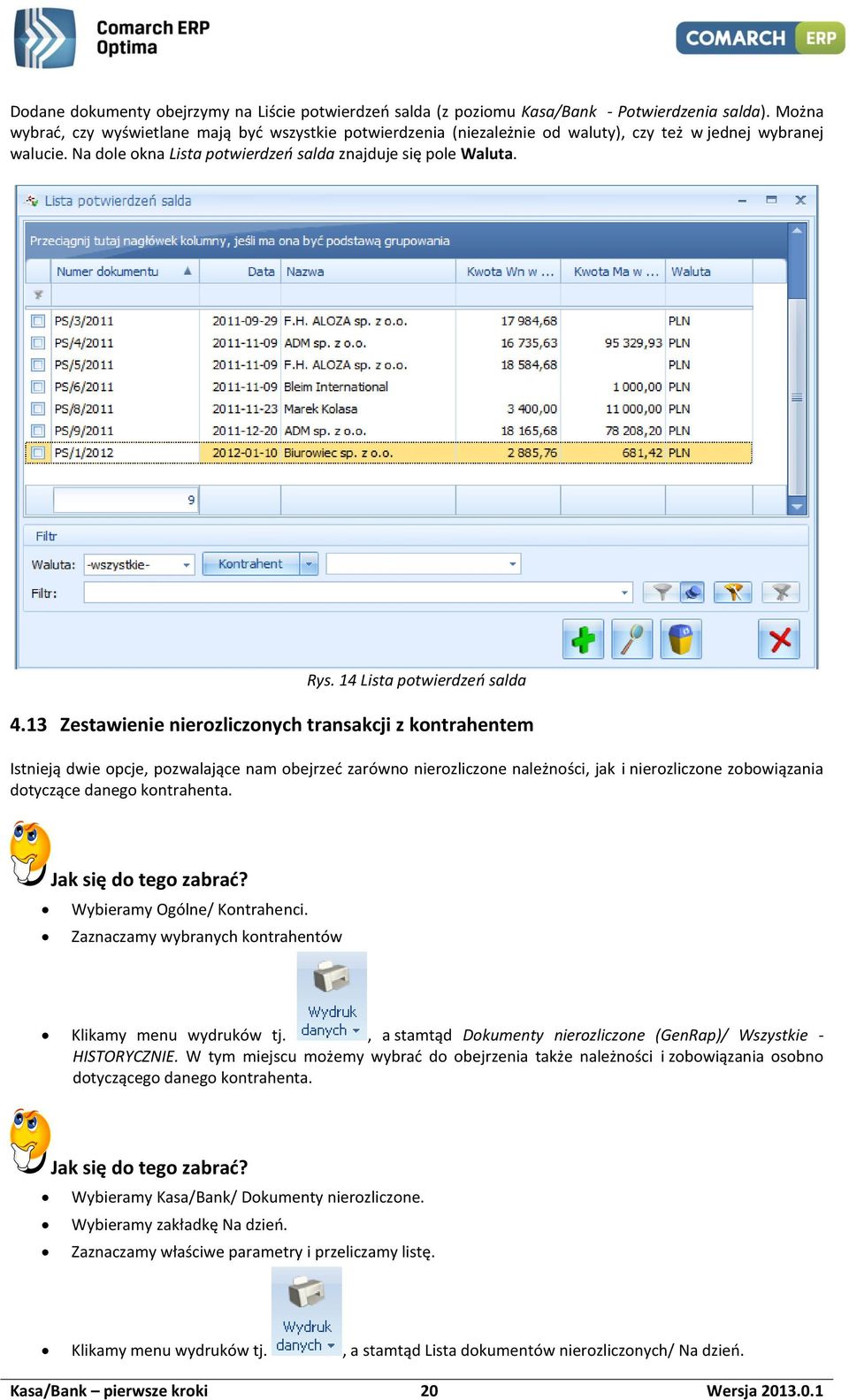 14 Lista potwierdzeń salda 4.