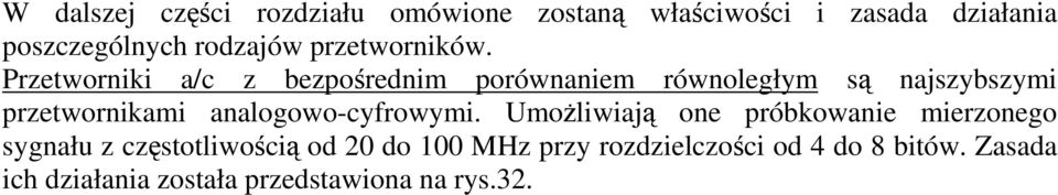 Przetworniki a/c z bezporednim porównaniem równoległym s najszybszymi przetwornikami