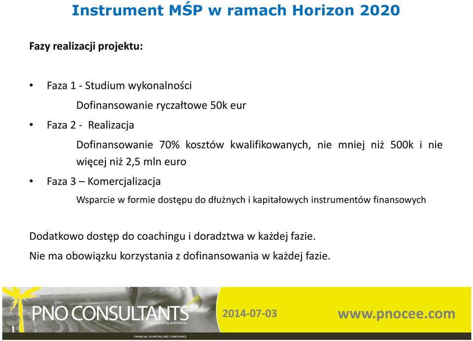 więcejniż2,5mlneuro Faza 3 Komercjalizacja Wsparcie w formie dostępu do dłużnych i kapitałowych instrumentów