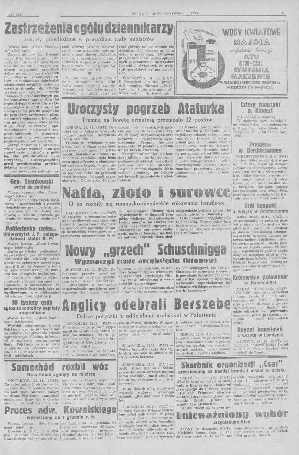 ~cn,m- n:~trow gen. SławoJ ~ S~ładkow dekr~tu prasoweg-o. Delegację ~ arz;v. ~zpl:te~-orgalllzacjl s:to- s~jemu, a pł"~eds,tawlel11e SliCZC- pj,zyjął szef biw'a zadań specjał.