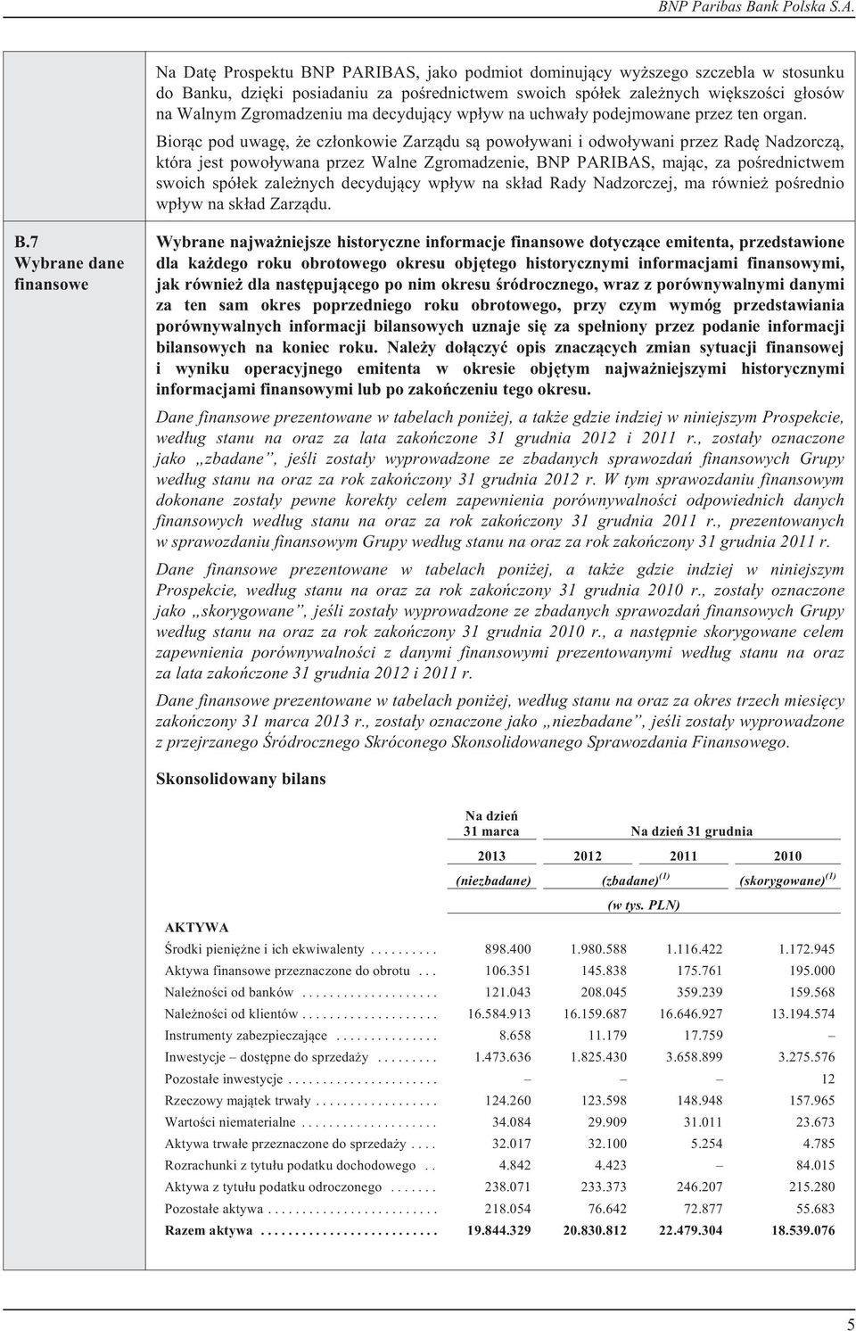 Bior¹c pod uwagê, e cz³onkowie Zarz¹du s¹ powo³ywani i odwo³ywani przez Radê Nadzorcz¹, która jest powo³ywana przez Walne Zgromadzenie, BNP PARIBAS, maj¹c, za poœrednictwem swoich spó³ek zale nych