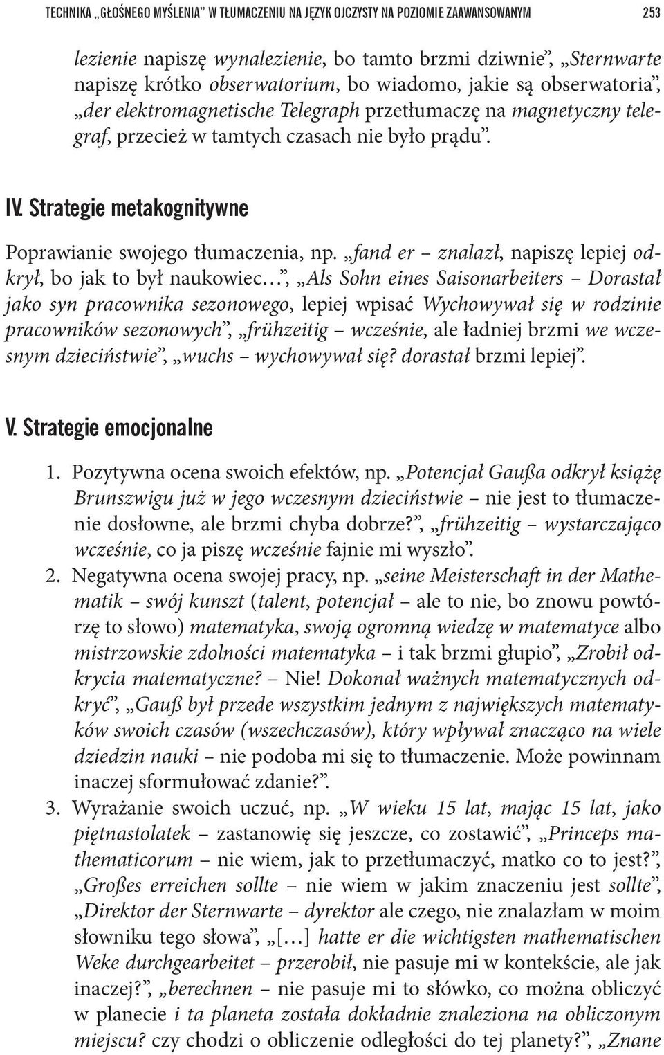 Strategie metakognitywne Poprawianie swojego tłumaczenia, np.
