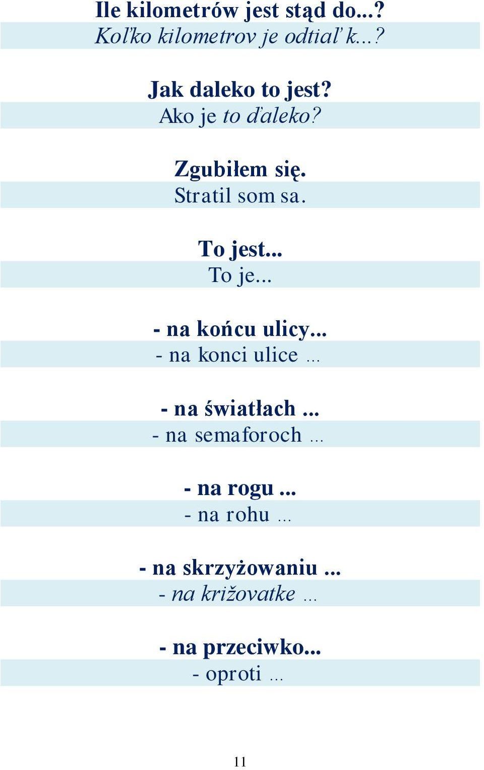 To jest... To je... - na końcu ulicy... - na konci ulice - na światłach.