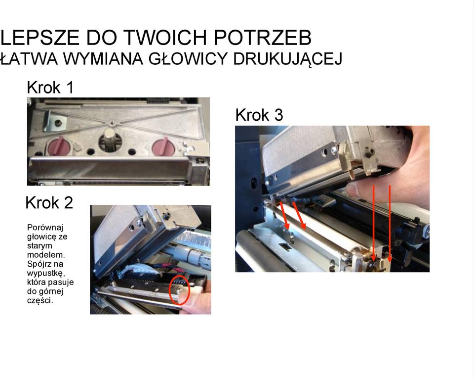 Porównaj głowicę ze starym modelem.