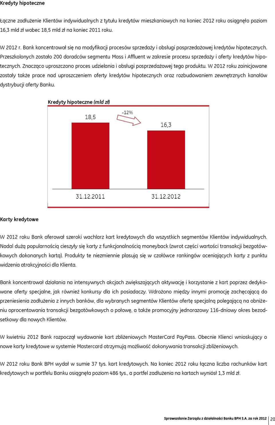 Przeszkolonych zostało 200 doradców segmentu Mass i Affluent w zakresie procesu sprzedaży i oferty kredytów hipotecznych. Znacząco uproszczono proces udzielania i obsługi posprzedażowej tego produktu.