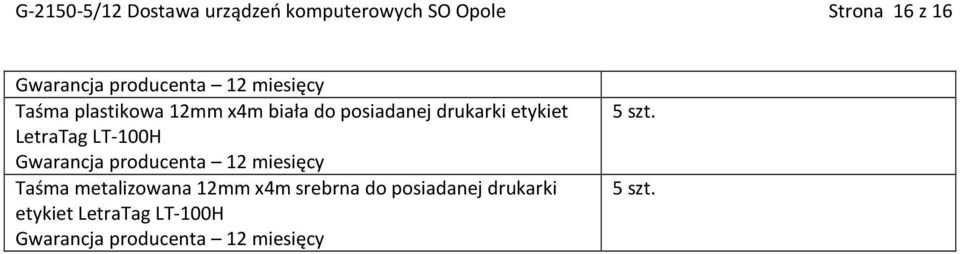 drukarki etykiet LetraTag LT-100H Taśma metalizowana 12mm