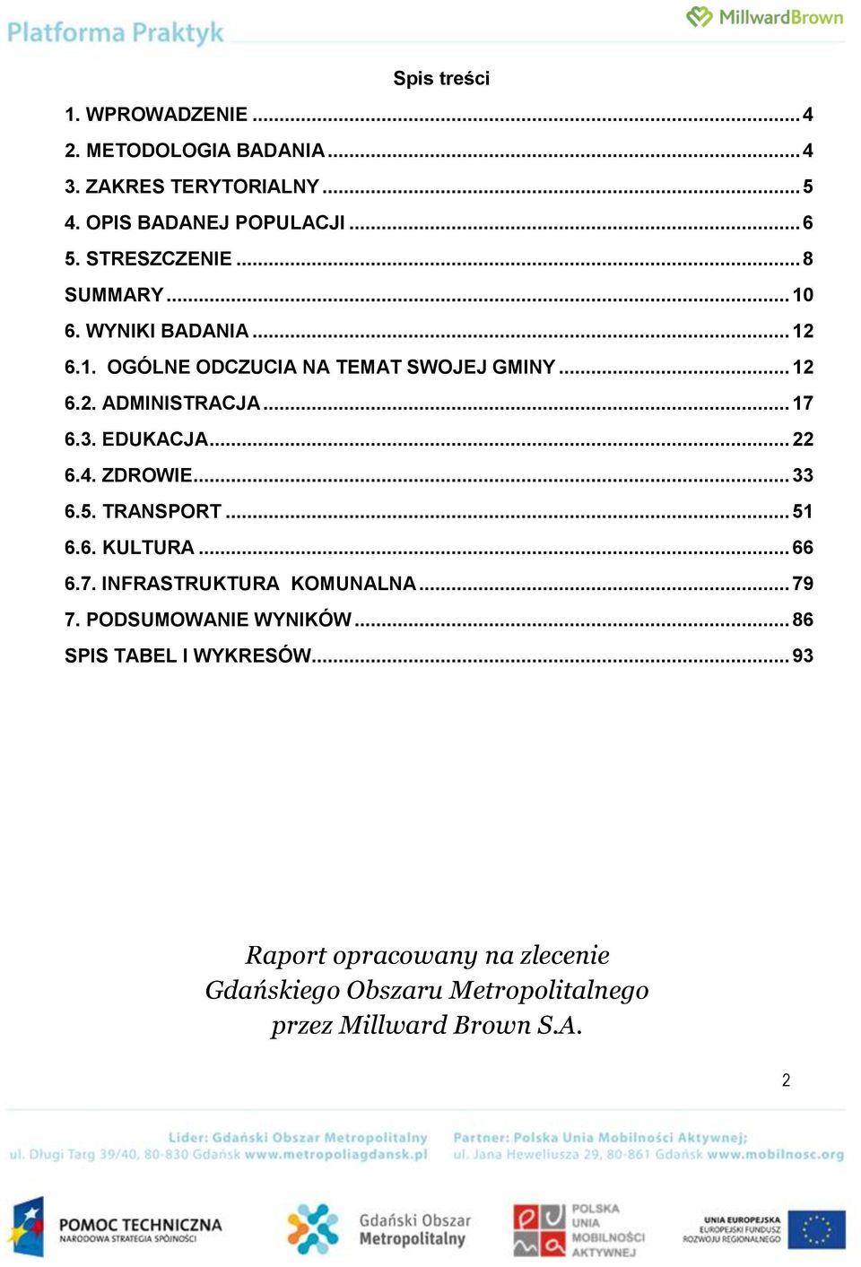 3. EDUKACJA... 22 6.4. ZDROWIE... 33 6.5. TRANSPORT... 51 6.6. KULTURA... 66 6.7. INFRASTRUKTURA KOMUNALNA... 79 7.