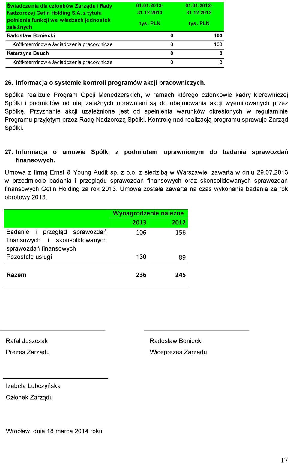 Informacja o systemie kontroli programów akcji pracowniczych.