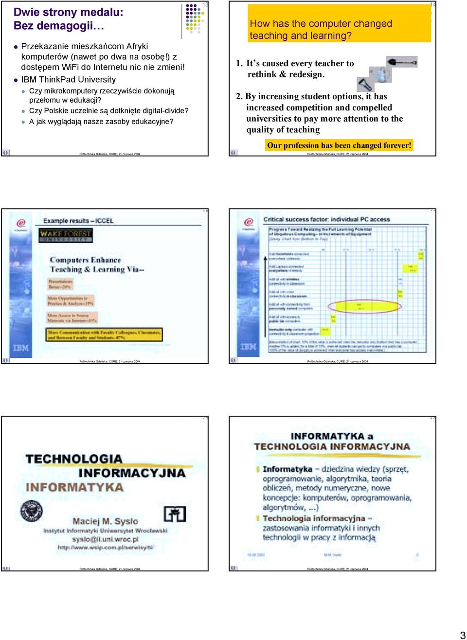 Czy mikrokomputery rzeczywiście dokonują przełomu w edukacji?! Czy Polskie uczelnie są dotknięte digital-divide?! A jak wyglądają nasze zasoby edukacyjne?