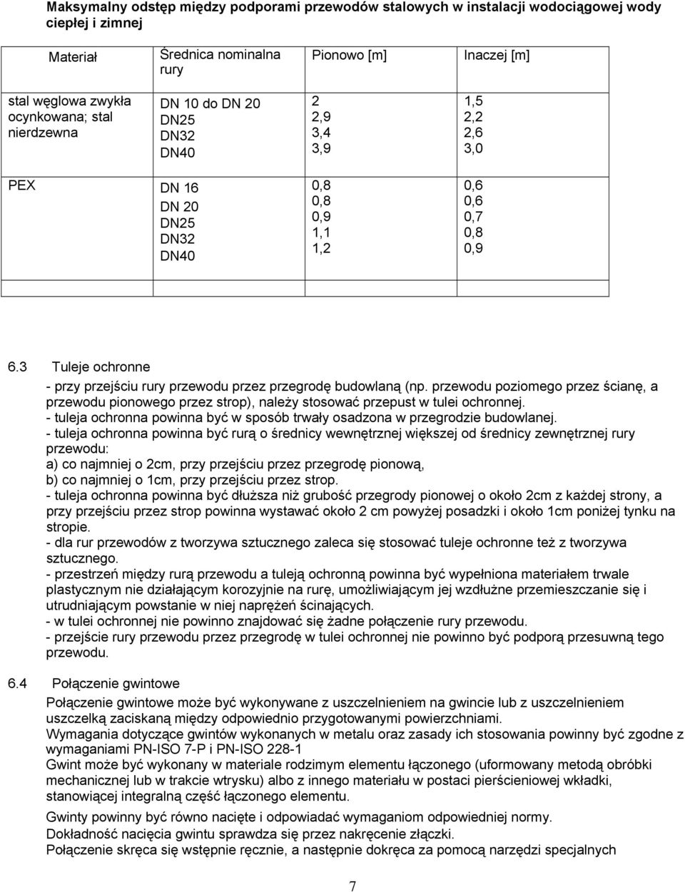 3 Tuleje ochronne - przy przejściu rury przewodu przez przegrodę budowlaną (np. przewodu poziomego przez ścianę, a przewodu pionowego przez strop), należy stosować przepust w tulei ochronnej.