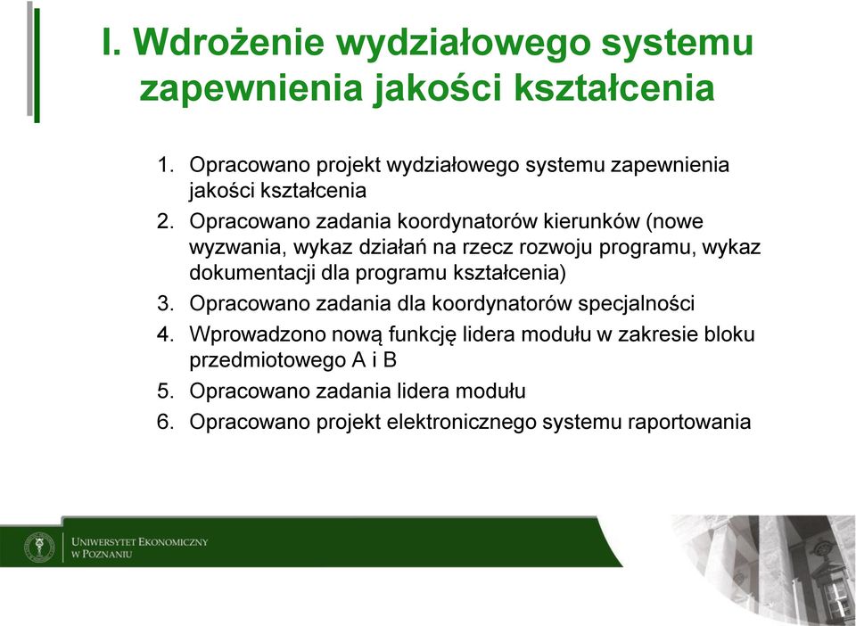 dla programu ) 3. Opracowano zadania dla koordynatorów specjalności 4.