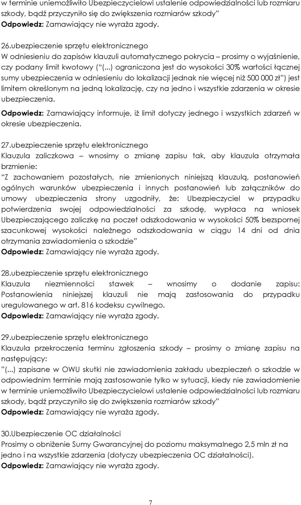 ..) ograniczona jest do wysokości 30% wartości łącznej sumy ubezpieczenia w odniesieniu do lokalizacji jednak nie więcej niż 500 000 zł ) jest limitem określonym na jedną lokalizację, czy na jedno i