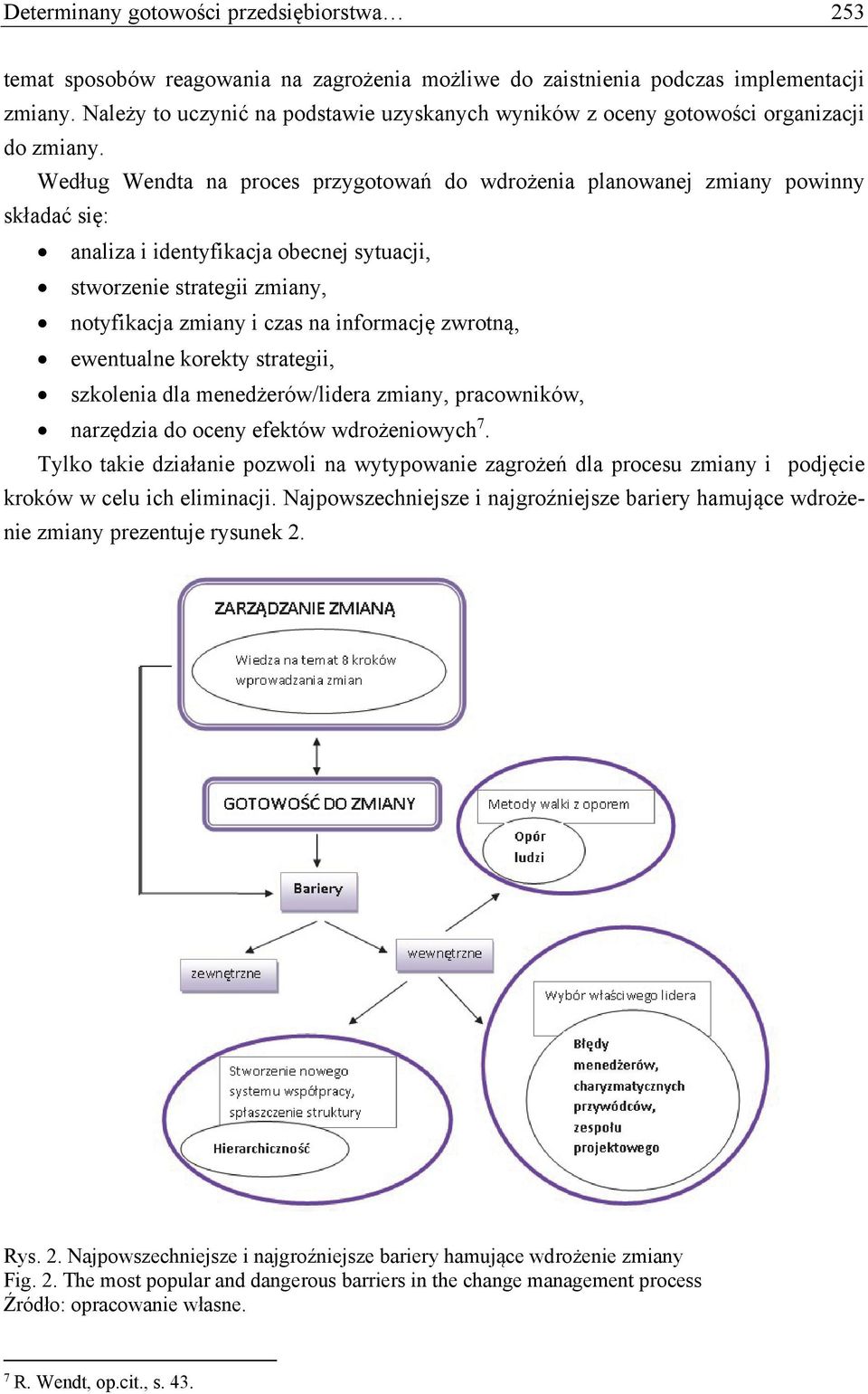 Według Wendta na proces przygotowań do wdrożenia planowanej zmiany powinny składać się: analiza i identyfikacja obecnej sytuacji, stworzenie strategii zmiany, notyfikacja zmiany i czas na informację