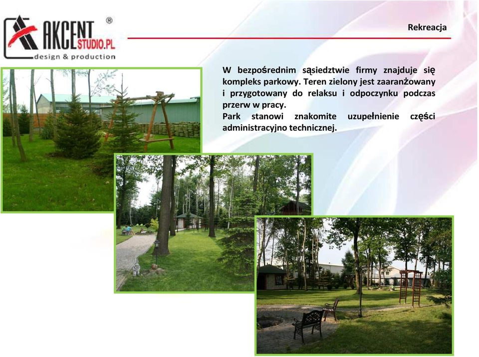 Teren zielony jest zaaranŝowany i przygotowany do relaksu i